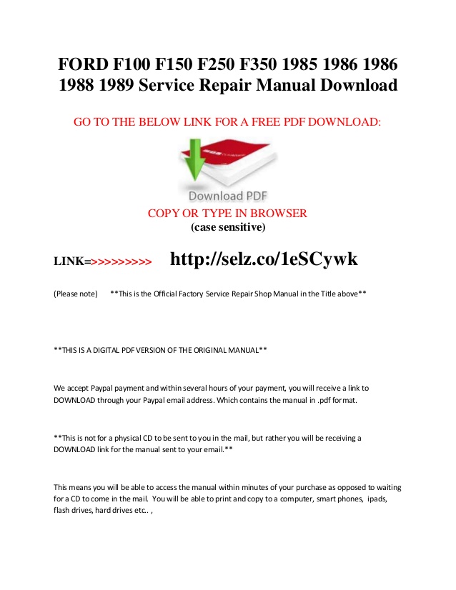 Ford Truck Owners Manual Download